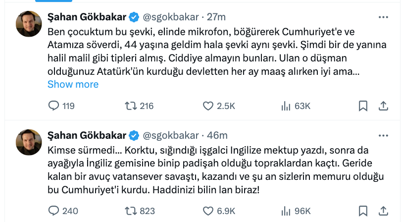 sahan gokbakar dan sevki yilmaz in ataturk e hakaret ettigi goruntulerle ilgili sert ifadeler